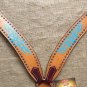 S544 NEW HILASON WESTERN LEATHER HORSE BREAST COLLAR TAN W/ TURQUOISE HAND PAINT