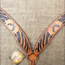 S570 HILASON WESTERN LEATHER HORSE BREAST COLLAR TAN BLACK HAND PAINT CROSS GUN