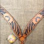 S570 HILASON WESTERN LEATHER HORSE BREAST COLLAR TAN BLACK HAND PAINT CROSS GUN