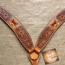 S47 NEW HILASON WESTERN LEATHER HORSE BREAST COLLAR LOVE HEART W/ ANGEL WINGS