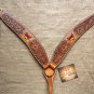 S47 NEW HILASON WESTERN LEATHER HORSE BREAST COLLAR LOVE HEART W/ ANGEL WINGS