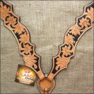 V1 HILASON WESTERN LEATHER HORSE BREAST COLLAR TAN BLACK INLAY