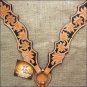 V1 HILASON WESTERN LEATHER HORSE BREAST COLLAR TAN BLACK INLAY