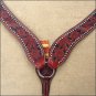 HILASON WESTERN LEATHER HORSE BREAST COLLAR MAHOGANY W/ BLACK HAND PAINT INLAY