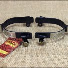 HILASON BLACK STEEL MEN ROPER SPURS ENGRAVED GERMAN SILVER TRIM BRASS ROWEL