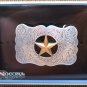 M&F WESTERN NOCONA GOLD STAR CUTOUT FLORAL BELT BUCKLE SILVER FINISHED