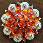 C29 SET OF 4 ORANGE CRYSTAL 1-1/4in BERRY CONCHO RHINESTONE SADDLE TACK