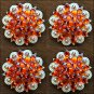 C29 SET OF 4 ORANGE CRYSTAL 1-1/4in BERRY CONCHO RHINESTONE SADDLE TACK
