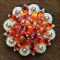 C29 SET OF 4 ORANGE CRYSTAL 1-1/4in BERRY CONCHO RHINESTONE SADDLE TACK