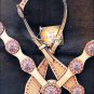 A502 HILASON WESTERN LEATHER HORSE ONE EAR HEADSTALL BREAST COLLAR TAN W/ CONCHO