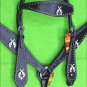 HILASON WESTERN LEATHER HORSE HEADSTALL BREAST COLLAR BLACK CROSS GUN CONCHO