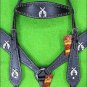 HILASON WESTERN LEATHER HORSE HEADSTALL BREAST COLLAR BLACK CROSS GUN CONCHO