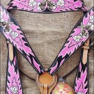 HILASON WESTERN LEATHER HORSE BRIDLE HEADSTALL BREAST COLLAR DICE FLAMES CONCHO