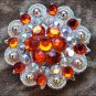 C28 SET OF 2 ORANGE AB CRYSTAL 1-1/4in BERRY CONCHO RHINESTONE SADDLE TACK