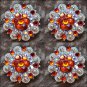 C28 SET OF 2 ORANGE AB CRYSTAL 1-1/4in BERRY CONCHO RHINESTONE SADDLE TACK