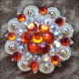 C28 SET OF 2 ORANGE AB CRYSTAL 1-1/4in BERRY CONCHO RHINESTONE SADDLE TACK