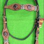 HILASON WESTERN LEATHER HORSE BRIDLE HEADSTALL RAWHIDE TAN W/ CONCHO