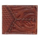 AMERICAN WEST ANTIQUE BROWN LEATHER MEN BI FOLD WALLET 6 CARD SLOTS ID CARRIER