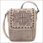 AMERICAN WEST LEATHER APACHE HANDBAG LADIES CROSSBODY FLAP BAG SAND CROSS SIGN