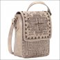 AMERICAN WEST LEATHER APACHE HANDBAG LADIES CROSSBODY FLAP BAG SAND CROSS SIGN