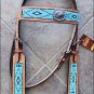 HILASON WESTERN LEATHER HORSE BRIDLE HEADSTALL TURQUOISE BEADED INLAY W/ CONCHO