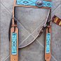 HILASON WESTERN LEATHER HORSE BRIDLE HEADSTALL TURQUOISE BEADED INLAY W/ CONCHO