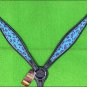 HILASON WESTERN LEATHER HORSE BREAST COLLAR TURQUOISE BLACK CHEETAH