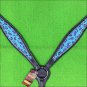 HILASON WESTERN LEATHER HORSE BREAST COLLAR TURQUOISE BLACK CHEETAH
