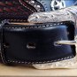 32 inch JUSTIN TEXAS ALL STAR TOOLED WESTERN LEATHER MEN BELT BLACK STAR CONCHO