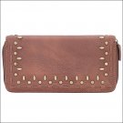 AMERICAN WEST BANDANA SIOUX ZIP AROUND LADIES WALLET W/ BRASS SPOTS TAN