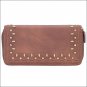 AMERICAN WEST BANDANA SIOUX ZIP AROUND LADIES WALLET W/ BRASS SPOTS TAN