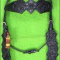 F77 HILASON LEATHER WESTERN HORSE BREAST COLLAR BLACK HAND CARVED