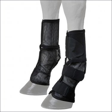 TOUGH 1 CONTOURED MESH NEOPRENE FOAM PADDED HORSE LEG FLY BOOTS PAIR OF 2 BLACK