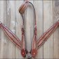 66 HILASON WESTERN CROCODILE LEATHER HORSE ONE EAR HEADSTALL BREAST COLLAR BROWN