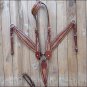 66 HILASON WESTERN CROCODILE LEATHER HORSE ONE EAR HEADSTALL BREAST COLLAR BROWN