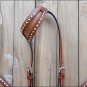66 HILASON WESTERN CROCODILE LEATHER HORSE ONE EAR HEADSTALL BREAST COLLAR BROWN