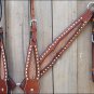 66 HILASON WESTERN CROCODILE LEATHER HORSE ONE EAR HEADSTALL BREAST COLLAR BROWN