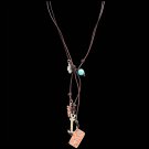 3D JUSTIN ARROWS HAMMERED SILVER COPPER TONE WOMAN LADIES LEATHER NECKLACE