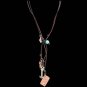 3D JUSTIN ARROWS HAMMERED SILVER COPPER TONE WOMAN LADIES LEATHER NECKLACE