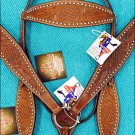 HILASON WESTERN HANDTOOLED LEATHER HORSE BRIDLE HEADSTALL BREAST COLLAR DARK OIL