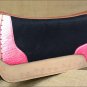 FP835-F HILASON WESTERN WOOL FELT SADDLE PAD WITH PINK ALLIGATOR PRINT LEATHER