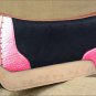 FP835-F HILASON WESTERN WOOL FELT SADDLE PAD WITH PINK ALLIGATOR PRINT LEATHER