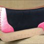 FP835-F HILASON WESTERN WOOL FELT SADDLE PAD WITH PINK ALLIGATOR PRINT LEATHER