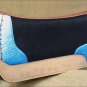 F835F HILASON WESTERN WOOL FELT SADDLE PAD W/ LIGHT BLUE ALLIGATOR PRINT LEATHER