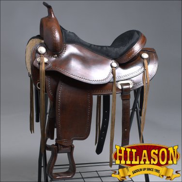 TO08ADB-F HILASON TREELESS WESTERN LEATHER TRAIL PLEASURE HORSE RIDING SADDLE 15
