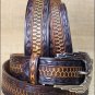 34" BROWN SILVER CREEK MIDNIGHT RIVER MEN & WOMEN EMBOSSED LEATHER BELT