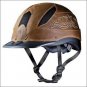 SMALL TROXEL LOW PROFILE  CHENYENNE BROWN LEATHER WESTERN RIDING HELMET