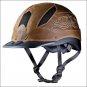 SMALL TROXEL LOW PROFILE  CHENYENNE BROWN LEATHER WESTERN RIDING HELMET