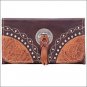 AMERICAN WEST LEATHER CHESTNUT RIDGE LADIES TRI FOLD WALLET PURSE BROWN TAN