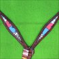 HILASON WESTERN LEATHER HORSE BREAST COLLAR MAHOGANY BLUE PINK